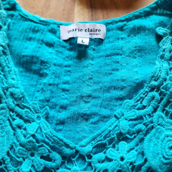 Marie-Claire short sleeve embroidered boho blouse, size L - Picture 5 of 10